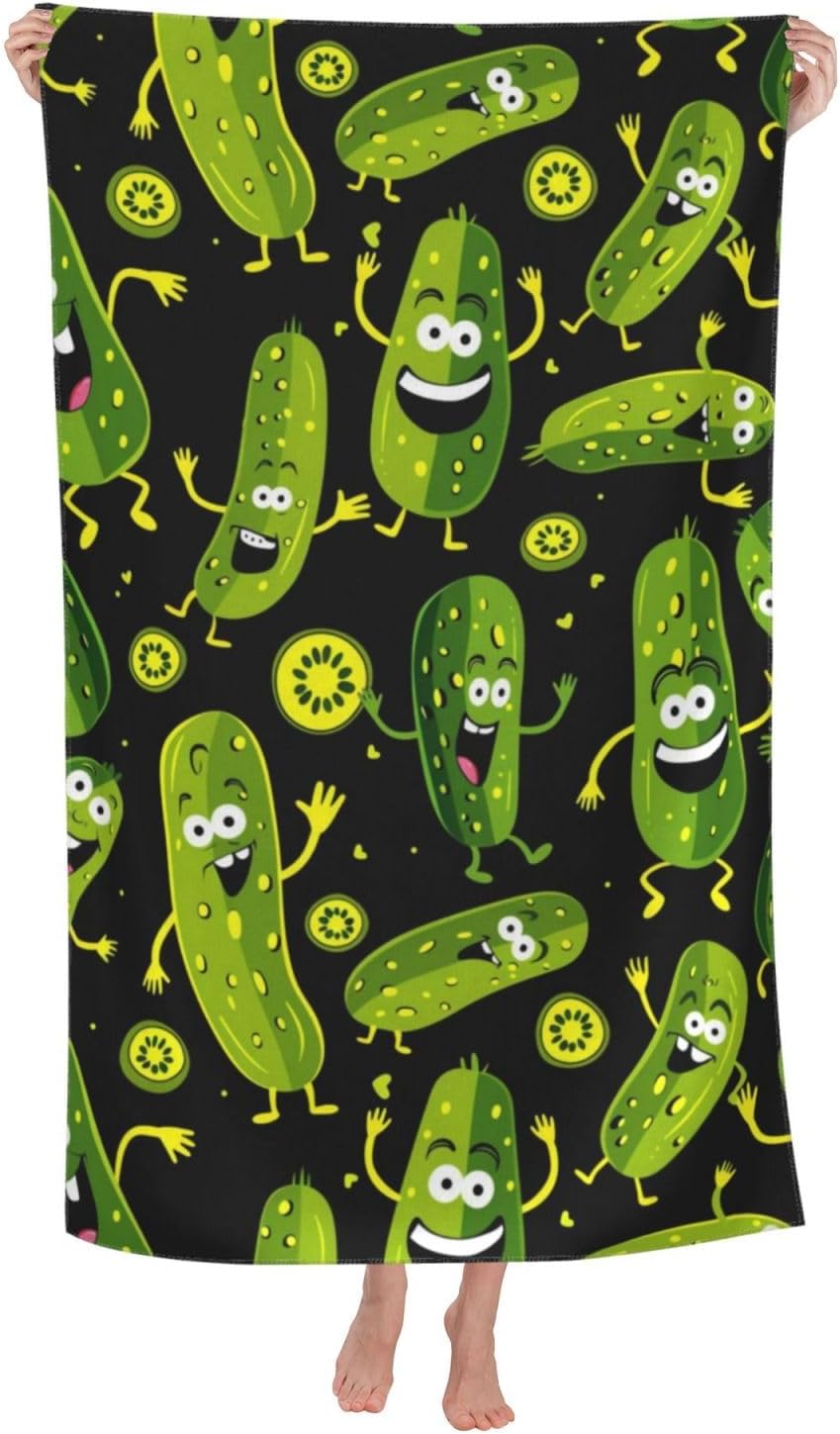 Travel Towel Quick Dry - Divertente asciugamano da spiaggia Pickle, morbido