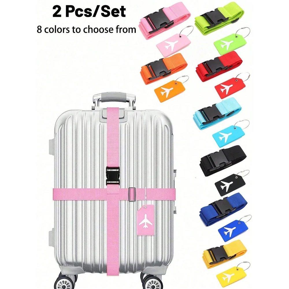 Luggage Tag Leather - Set di cinghie per bagagli con